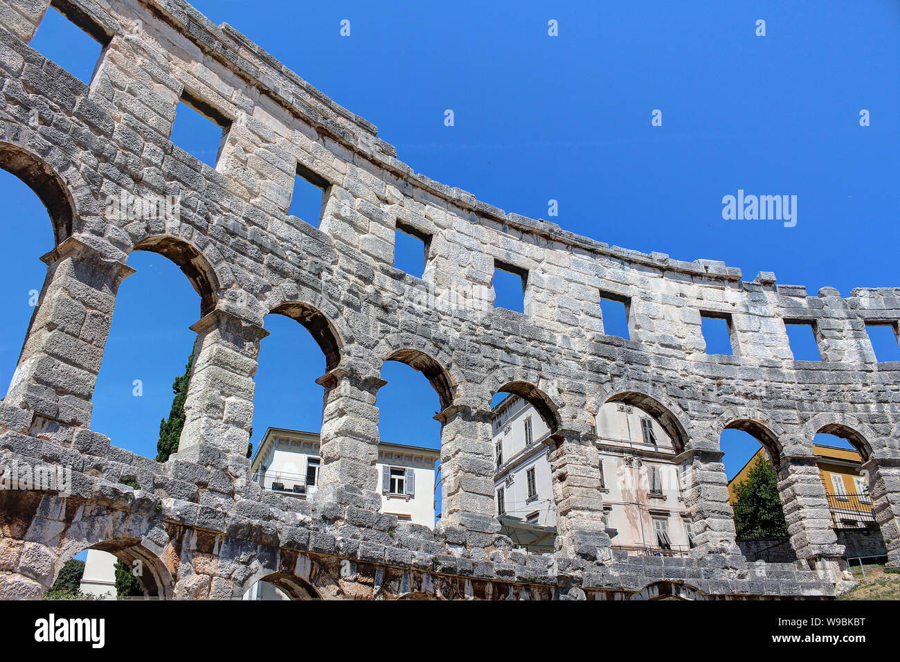 Pula, amphitheater, ancient Roman city, Istria, Croatia, touristic place Stock Photo