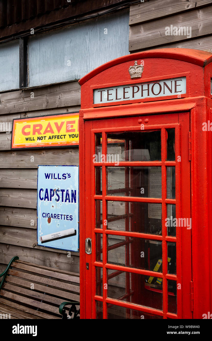 UK, England, Devon, Buckfastleigh, South Devon Railway Station, K6 phone box Stock Photo