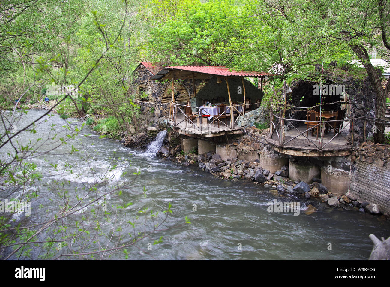 Vardenyats Pass / Armenia - 06 MAY 2013: The restaurant in the Caucasus mountains, Armenia Stock Photo