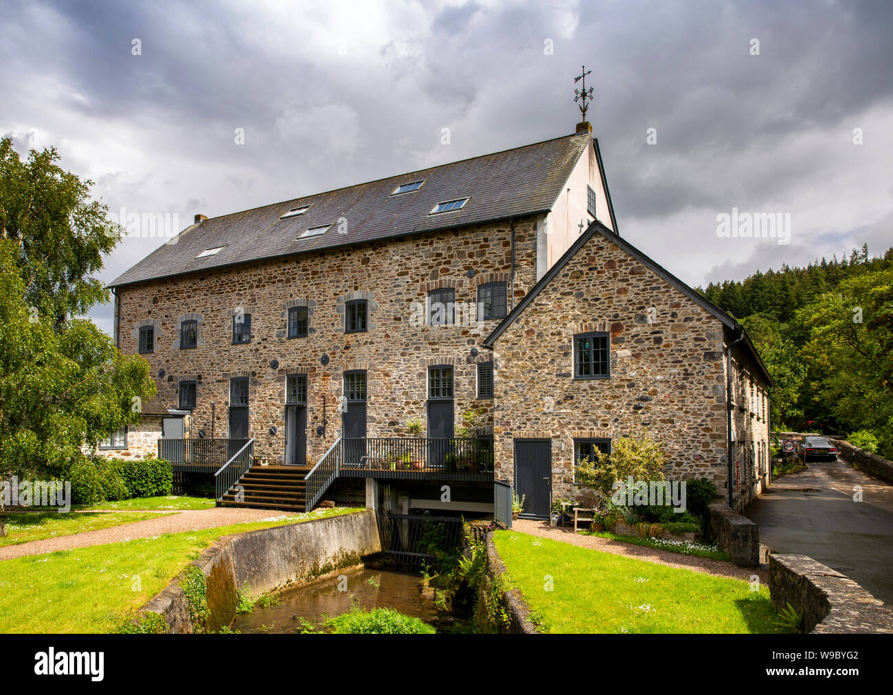 UK, England, Devon, Staverton, Old Mill beside River Dart, converted to private house Stock Photo