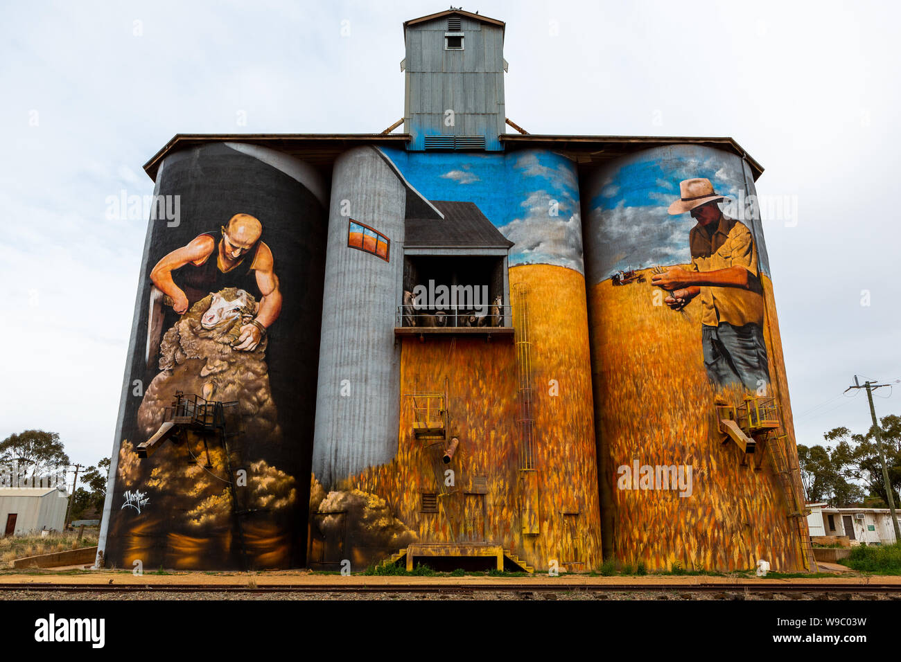 The Weethalle Silo Art project in the Bland Shire Council in NSW Australia taken on 29th July 2019 Stock Photo