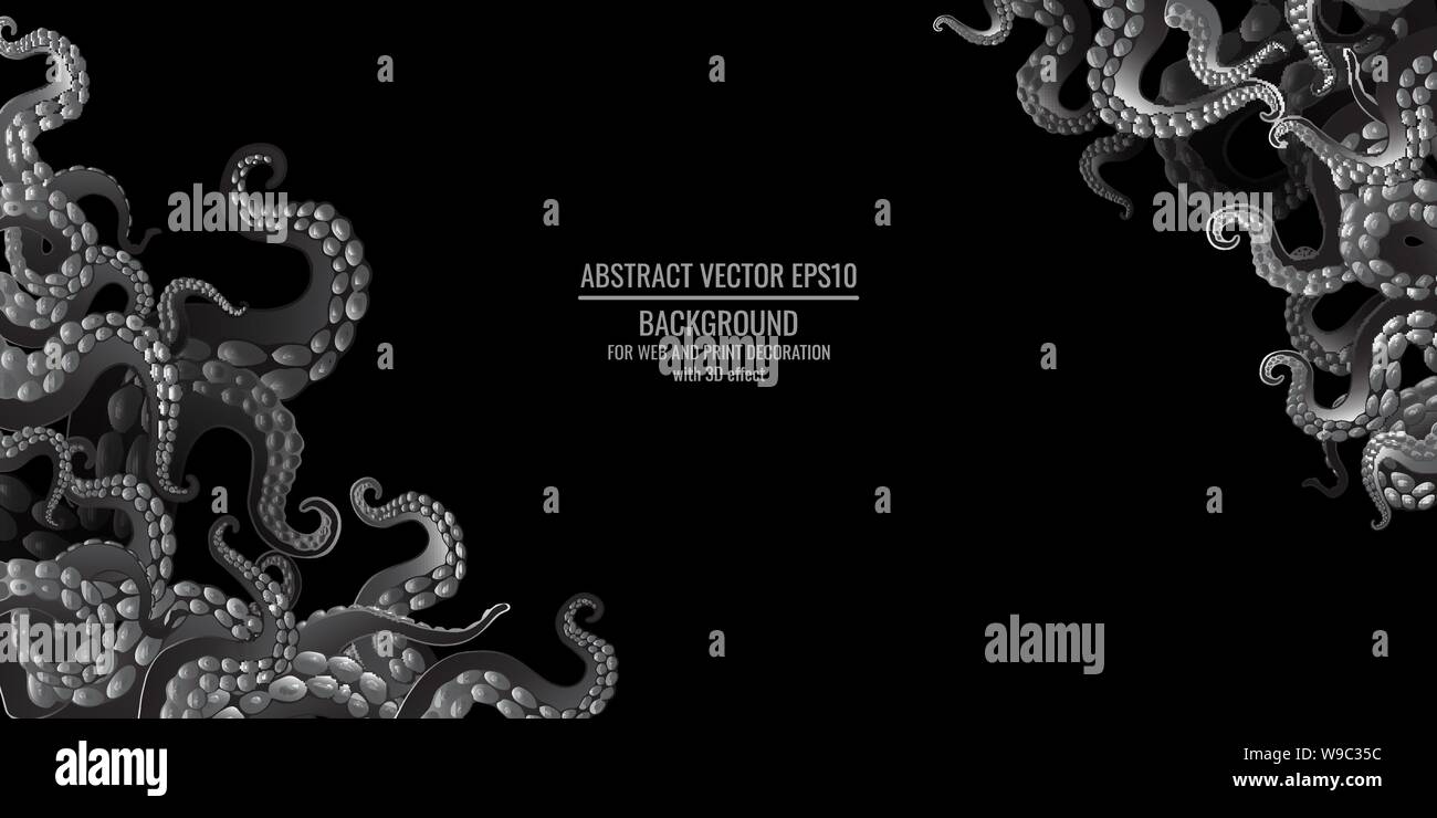 Octopus abstract frame design, creative ocean doodle, cute decoration ...