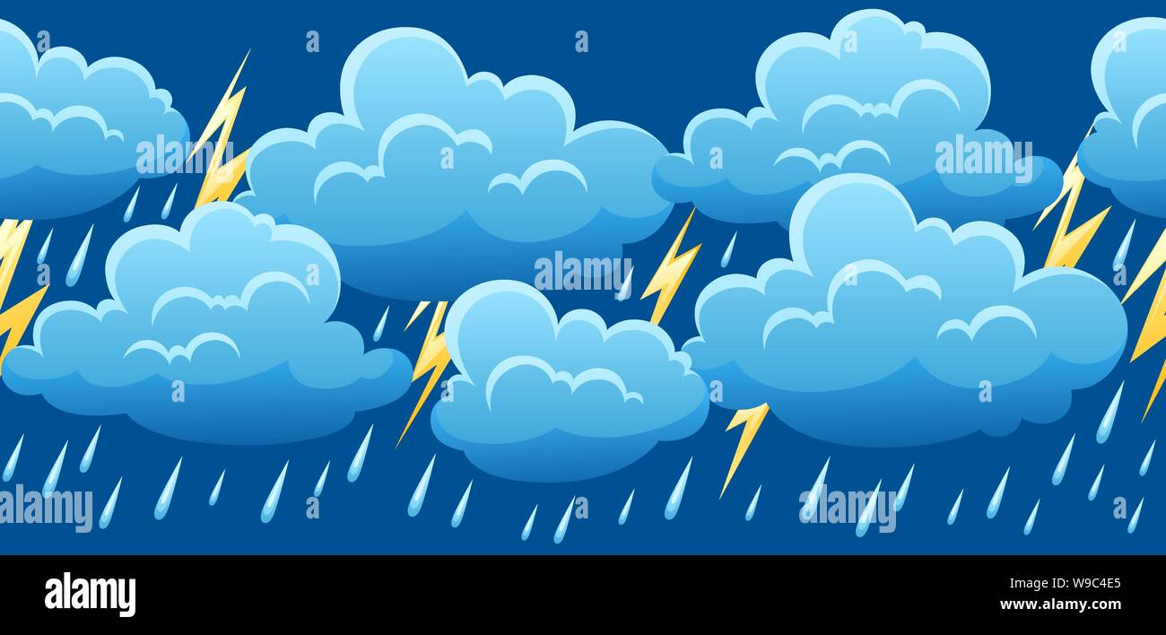Seamless pattern with thunderstorm. Stock Vector