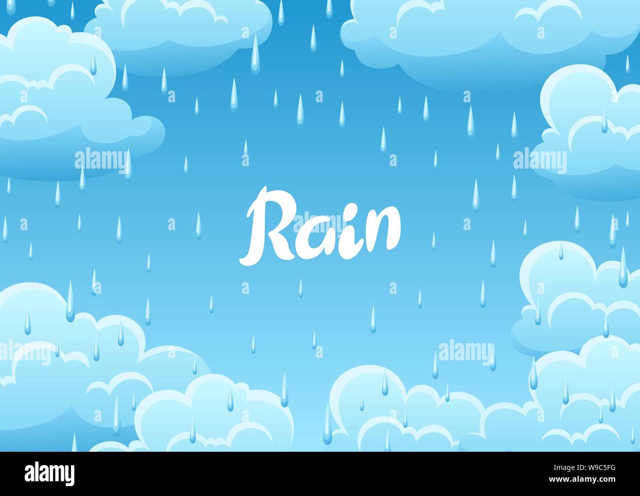 Blue clouds and raindrops on white background Stock Vector Image & Art ...