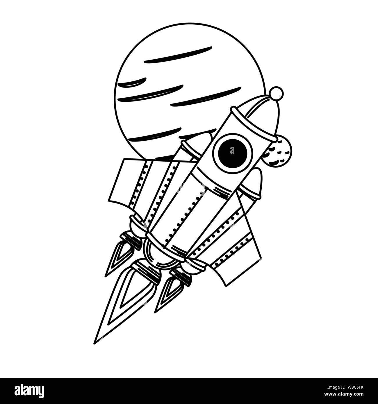 universe space galaxy astronomy cartoon in black and white Stock Vector ...