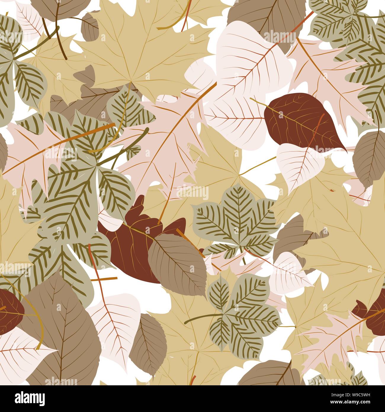 Seamless pattern of colorful leaves of trees Stock Vector Image & Art ...