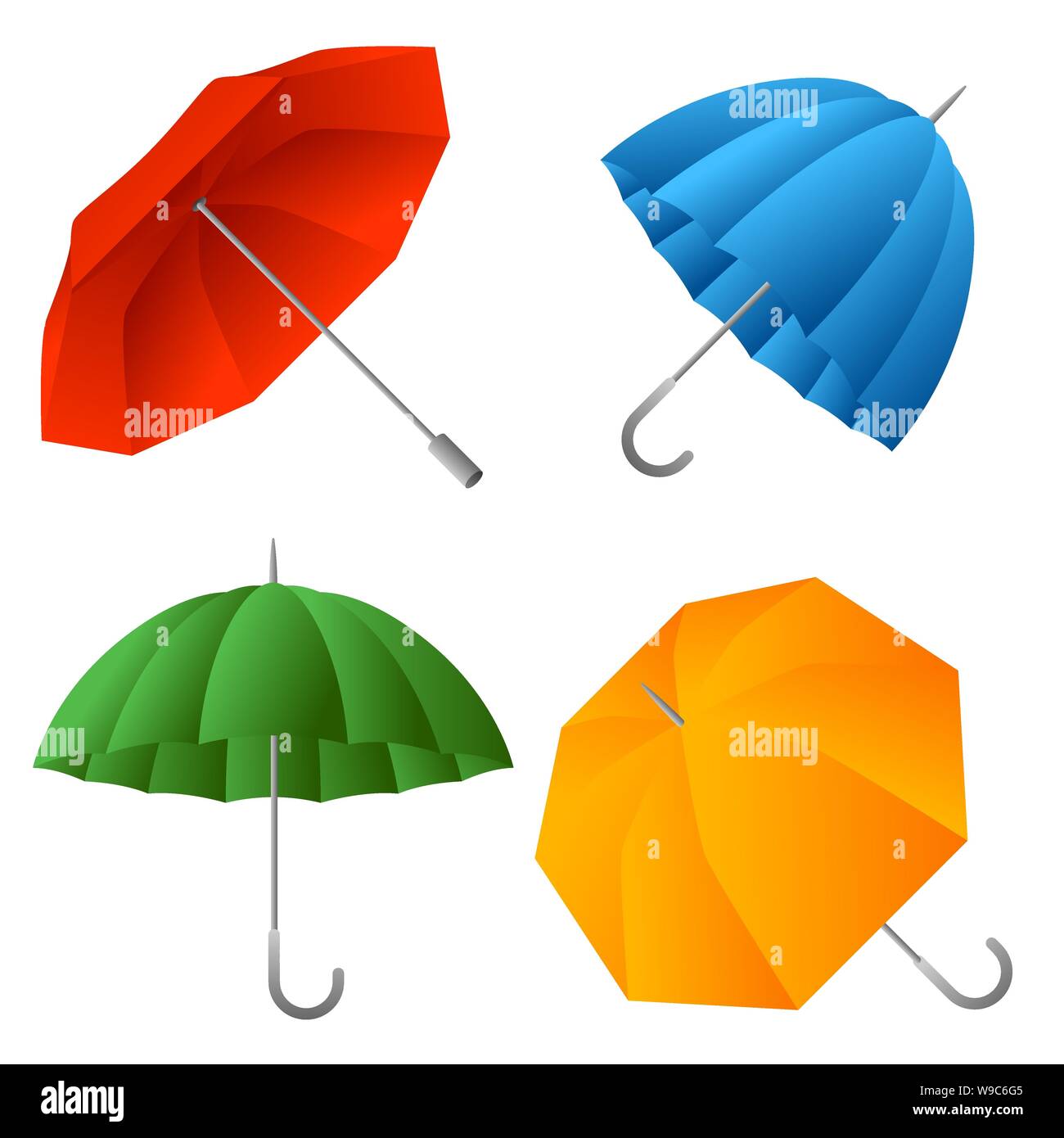 Set of color umbrella. Cartoon illustration of accessories Stock Vector