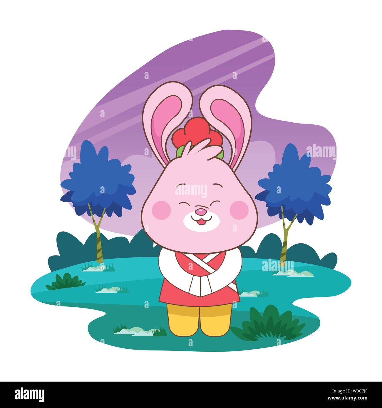 Mid autumn cute rabbit cartoon Stock Vector Image & Art - Alamy