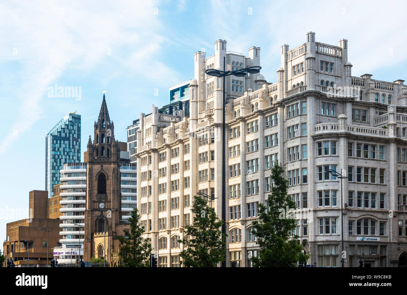 A contrasting mix of architectural design styles seen in Liverpool Stock Photo