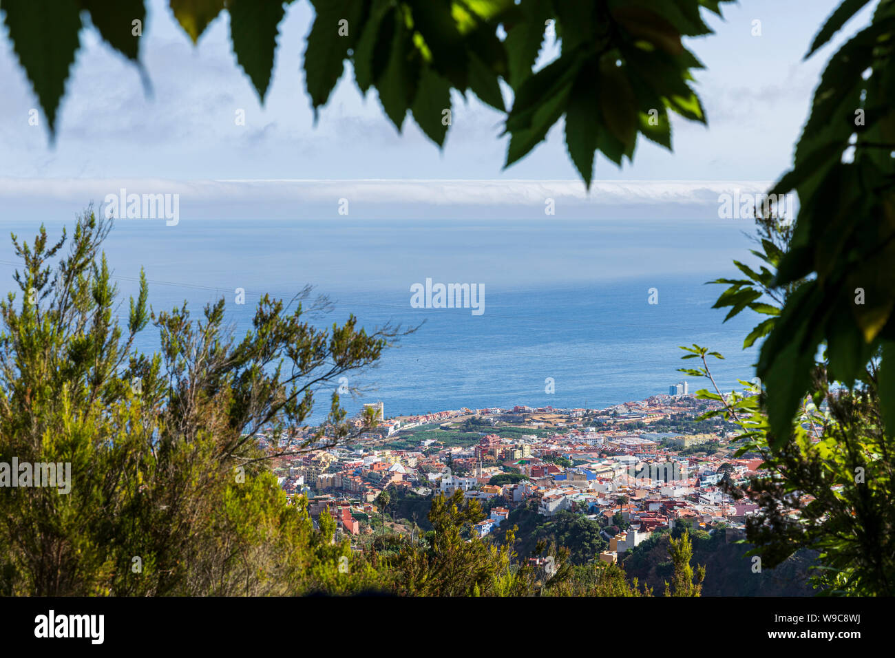 View over the Orotava Valley leading down to Puerto de La Cruz in Tenerife, Canary Islands, Spain Stock Photo