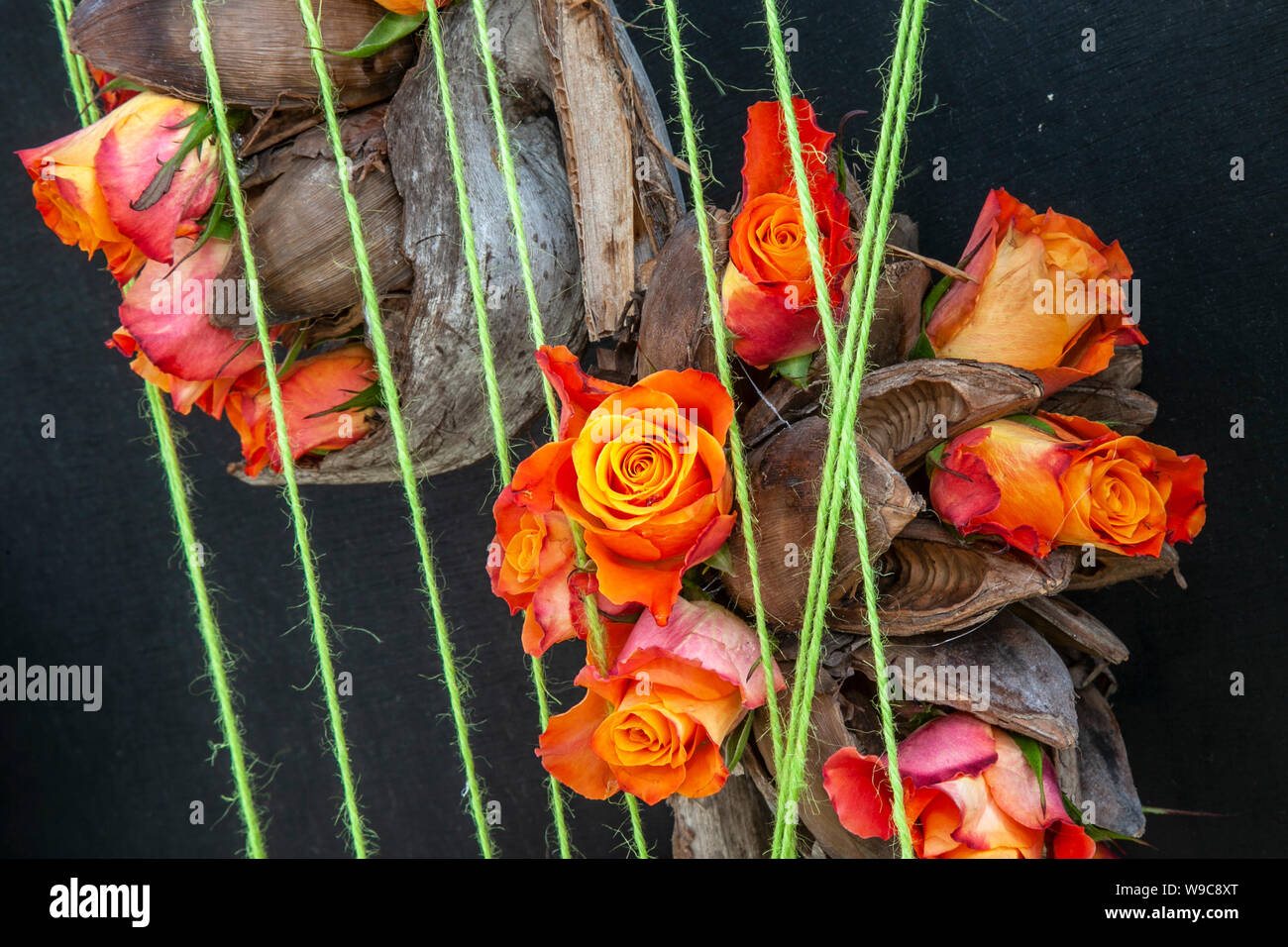 Contemporary Floral Art, plant, minimal plants design, Rikka style Ikebana,  still life composition, competitive cut flower arrangements, eccentric  flowers in multicoloured pots, peculiar elements & abstract exhibits. Zen  at Tatton Park Flower