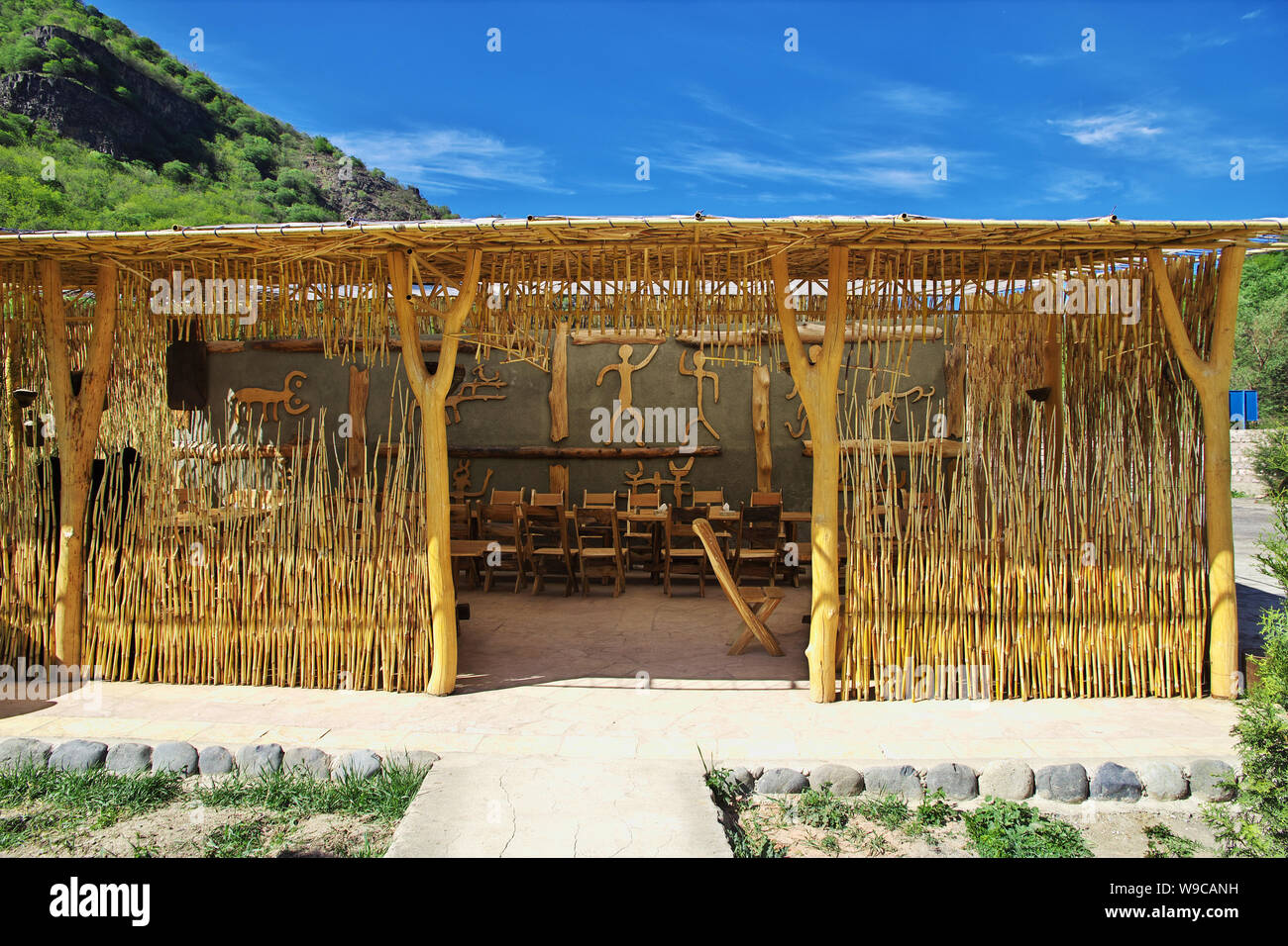 The restaurant in the Caucasus mountains, Armenia Stock Photo
