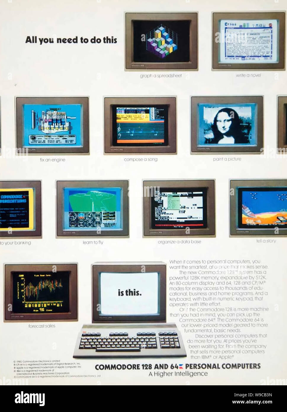 COMMODORE COMPUTERS advert 1986 Stock Photo