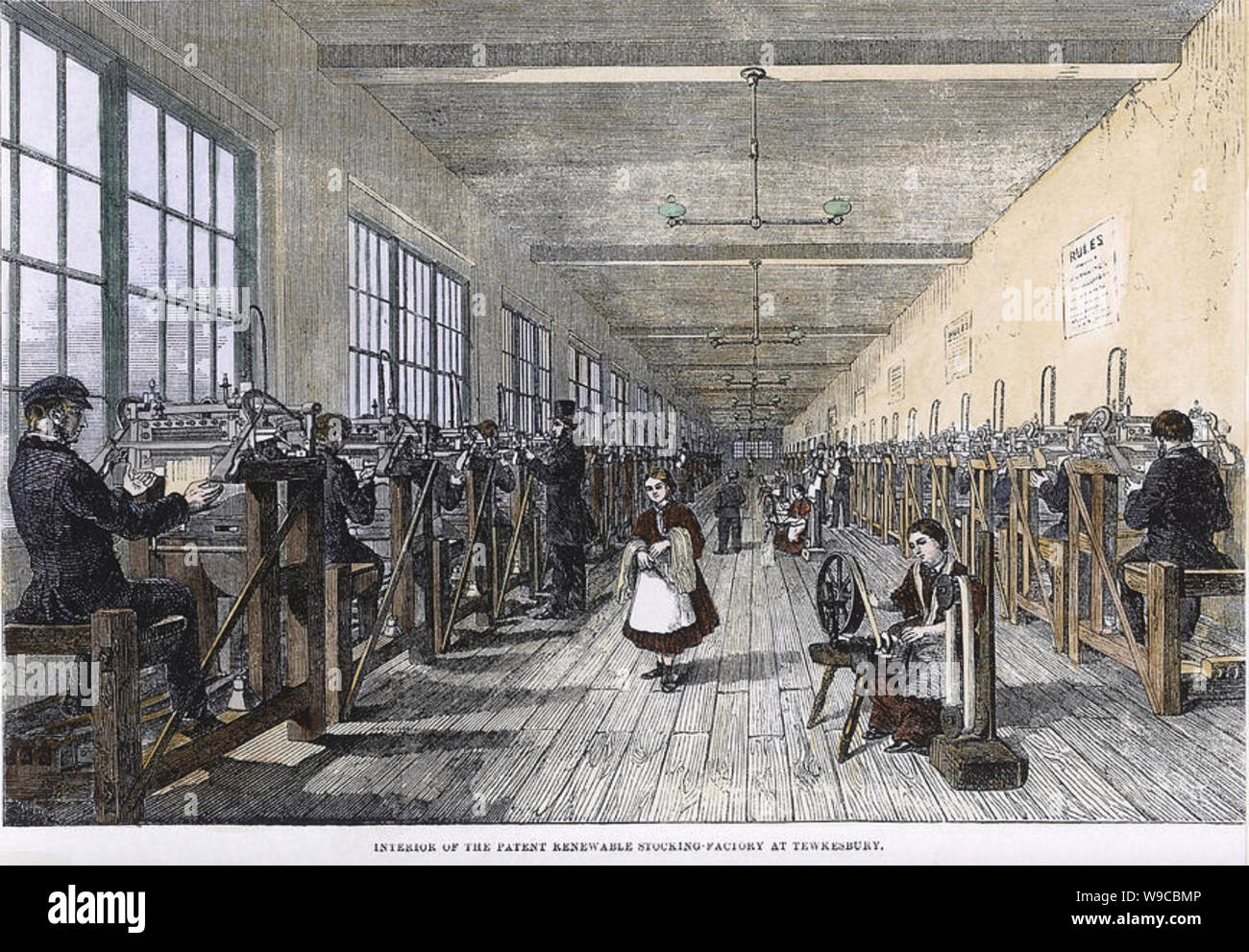 PATENT RENEWABLE STOCKING FACTORY in East Street, Tewkesbury, near Birmingham, England in 1860. It closed twenty years later. Stock Photo