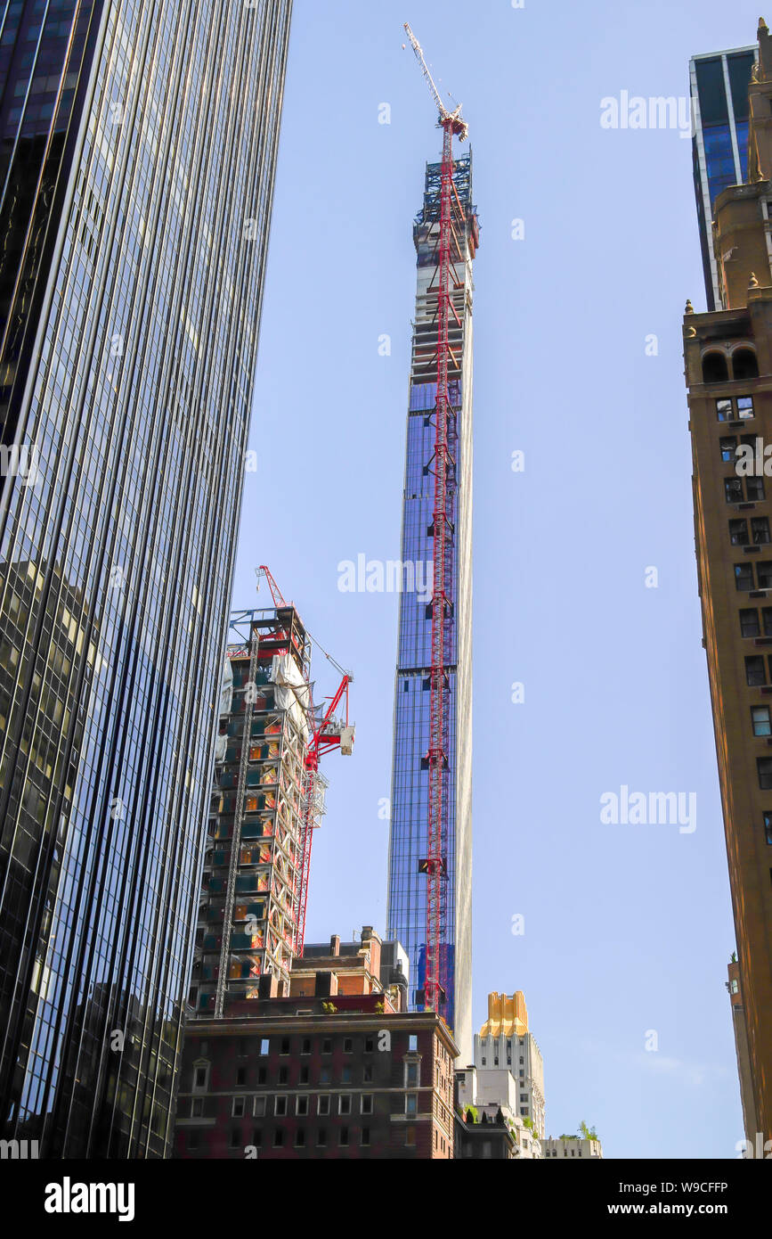 Construction of  Steinway Tower by W 57th St, Manhattan, New York City, USA. Stock Photo