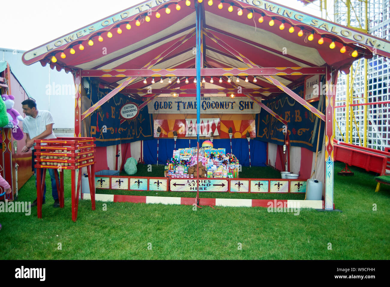 Old Tyme Coconut Shy at the Driffield Steam Rally, East Yorkshire, UK, GB. Stock Photo