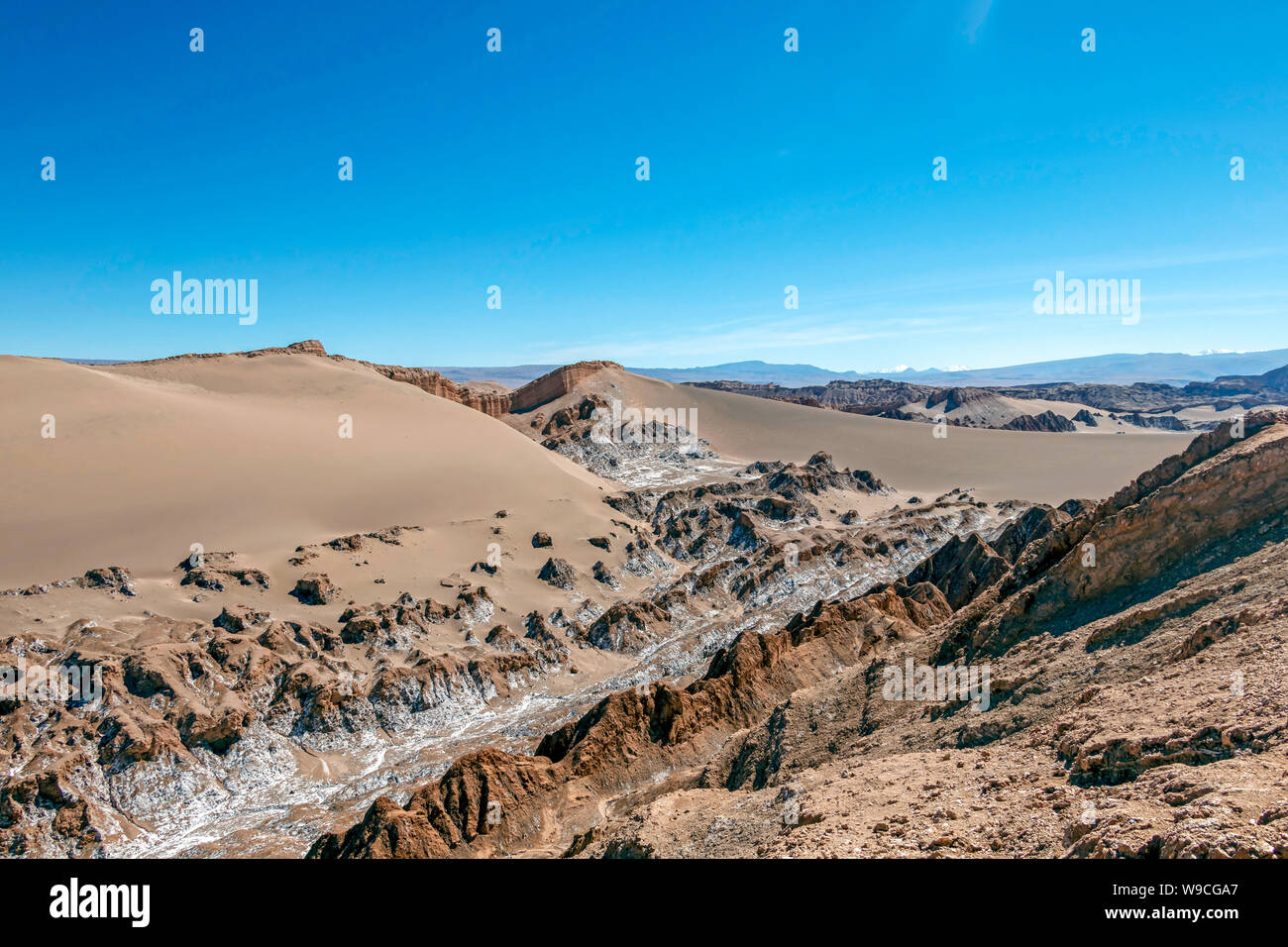 Arid landscape in extreme dry desert of Atacama : Moonlike landscape of 