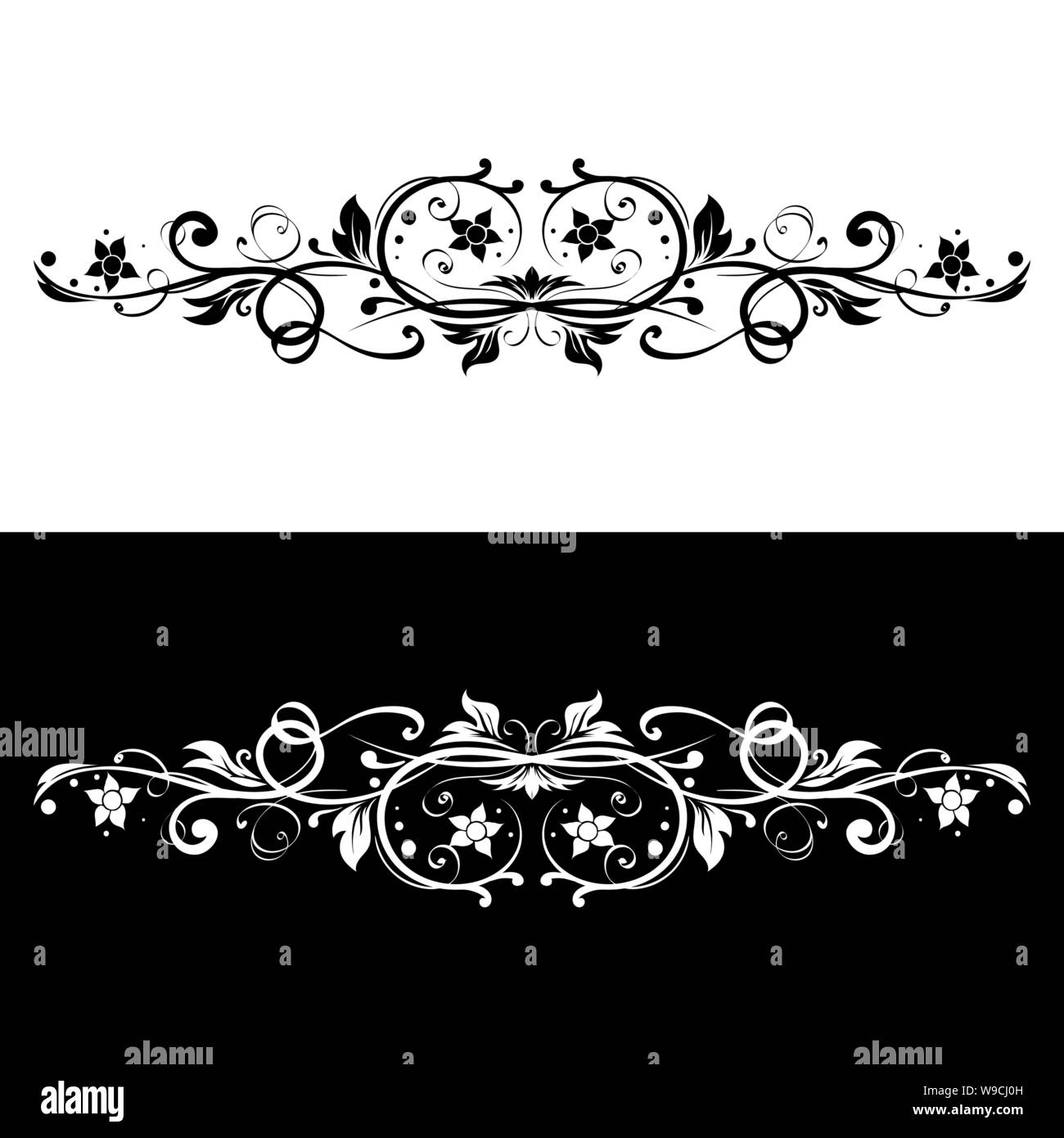 Ornamental dividers. Black and white decorative filigree design