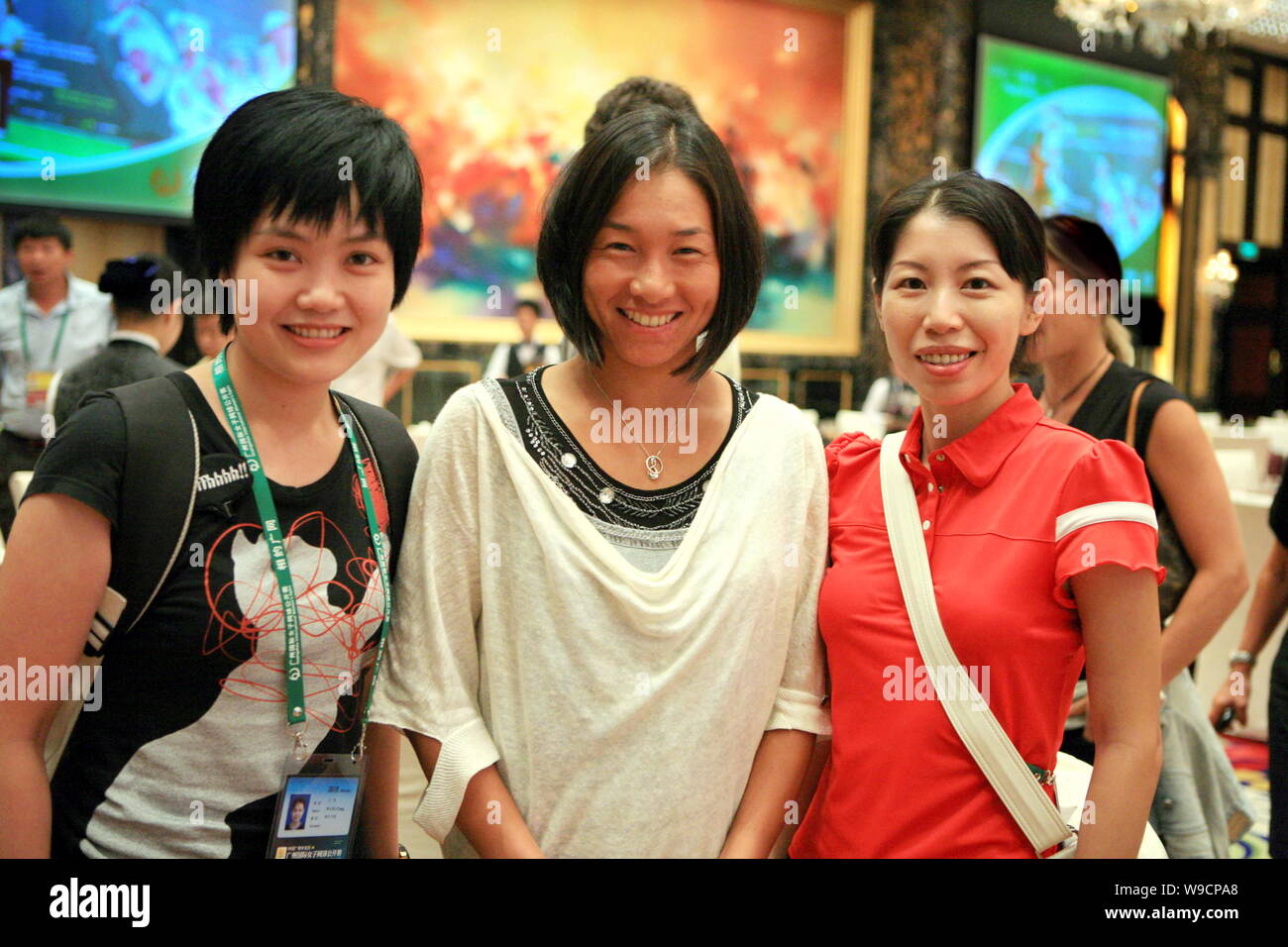 Japanese former number one tennis player Kimiko Date Krumm, center ...
