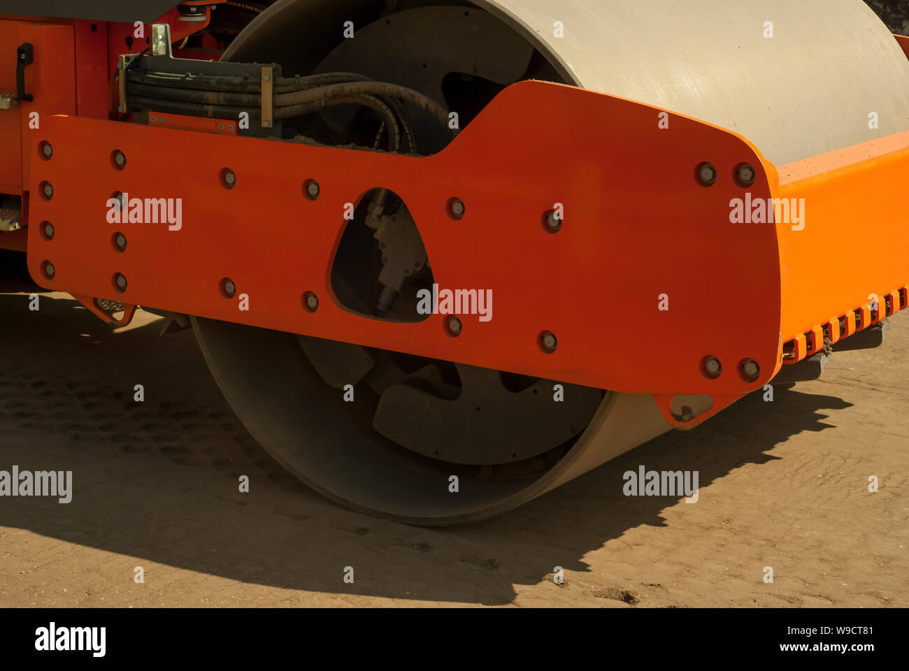 sealing drum of roller-compactor that compacts the sandy base of the ...