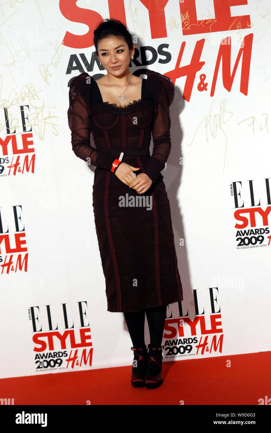 Chinese actress Huang Yi is seen at the red carpet ceremony of ELLE Style Awards 2009 in Shanghai, China, 17 December 2009. Stock Photo