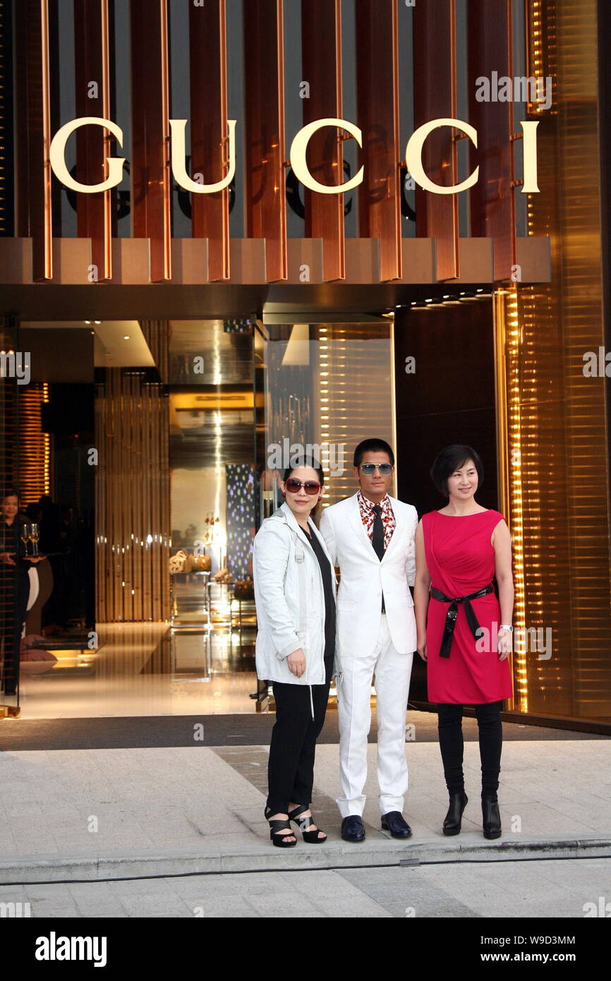From left) Mimi Tang, President of Asia Pacific region of Gucci Group, Hong  Kong singer and actor Aaron Kwok and Pansy Ho (Ho Chiu-king), Managing di  Stock Photo - Alamy
