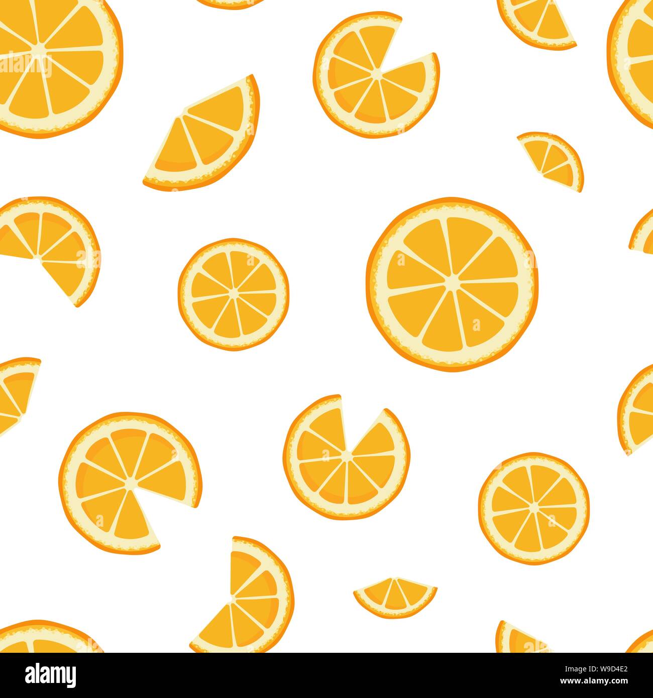Vector seamless pattern with orange slices isolated on white. Endless texture. Cover for planner, notebook. Positive wrapping paper, packaging. Warm Stock Vector