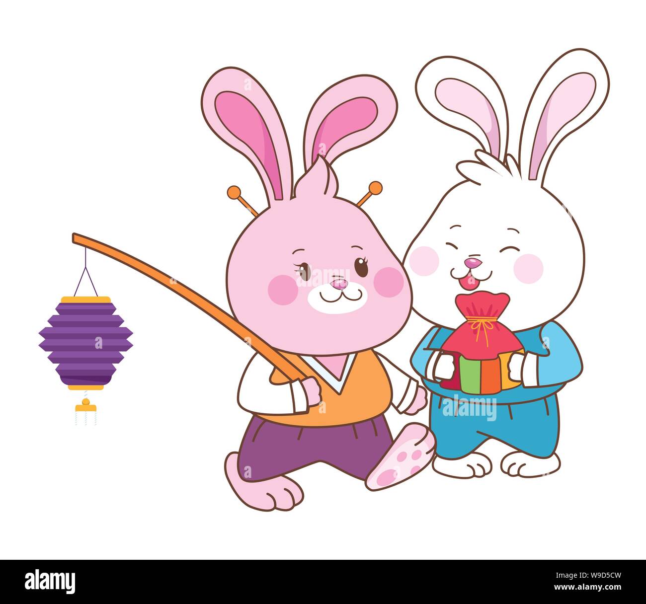 Rabbits in mid autumn festival cartoons Stock Vector Image & Art - Alamy