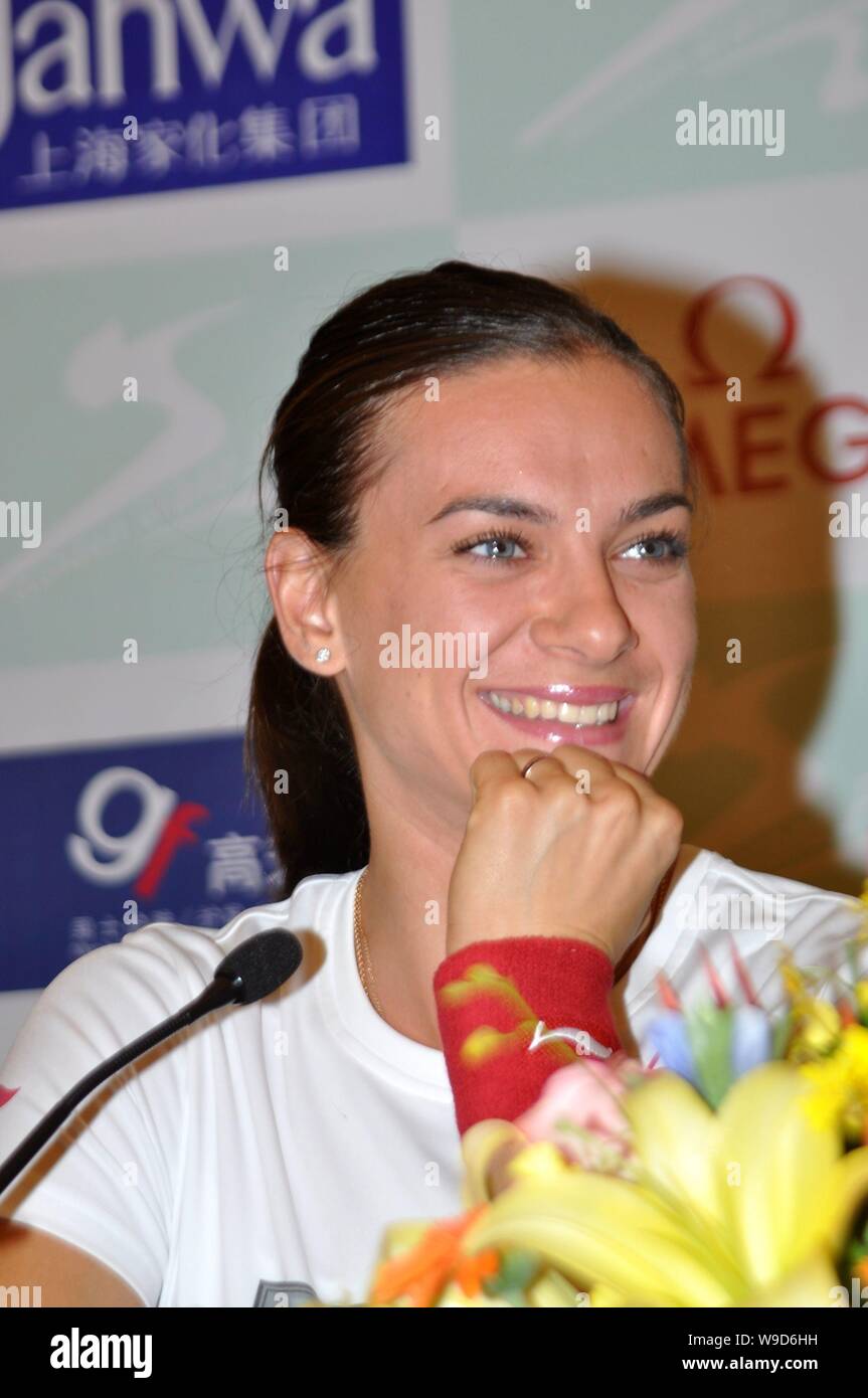 Russian pole vault world record holder Yelena Isinbayeva is seen during