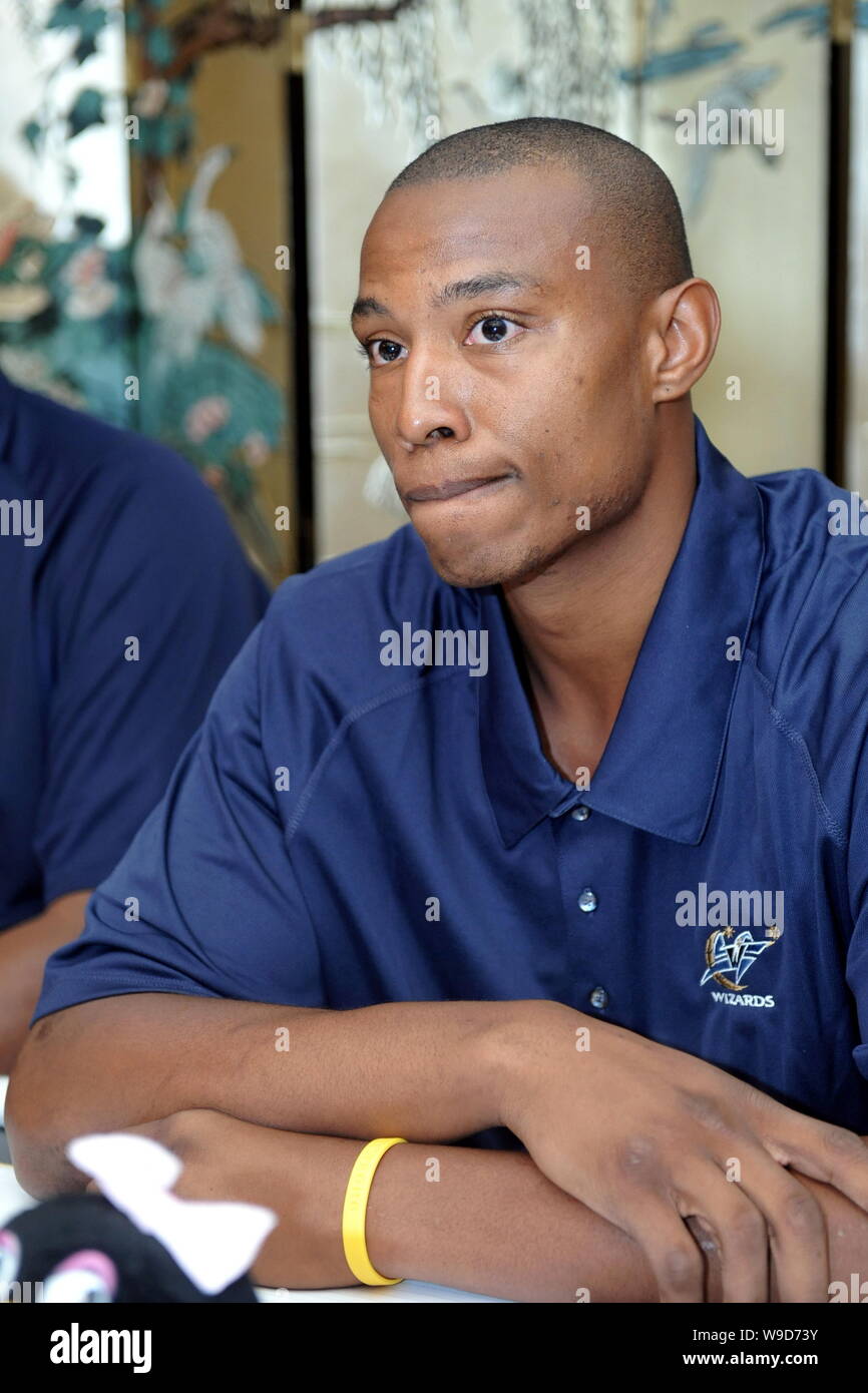 NBA player Caron Butler of the Washington Wizards is seen during a press conference in Shanghai, China, Monday, 7 September 2009.   The Washington Wiz Stock Photo