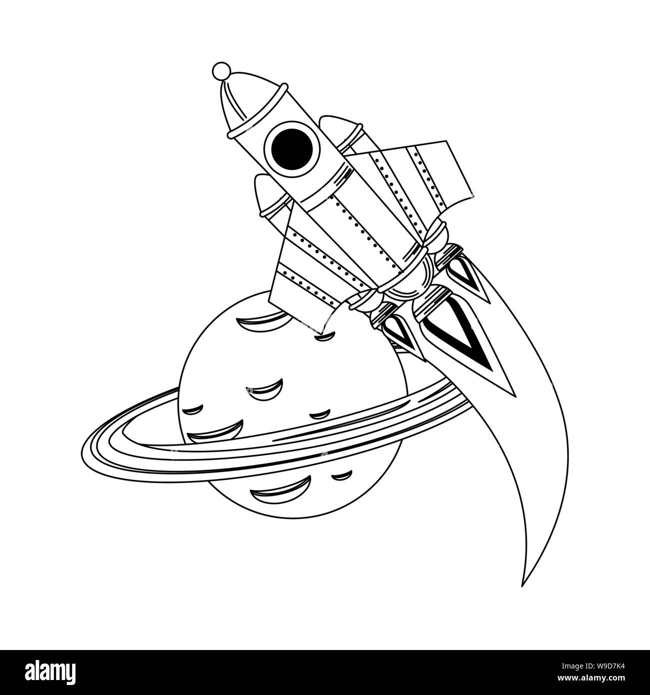 universe space galaxy astronomy cartoon in black and white Stock Vector ...