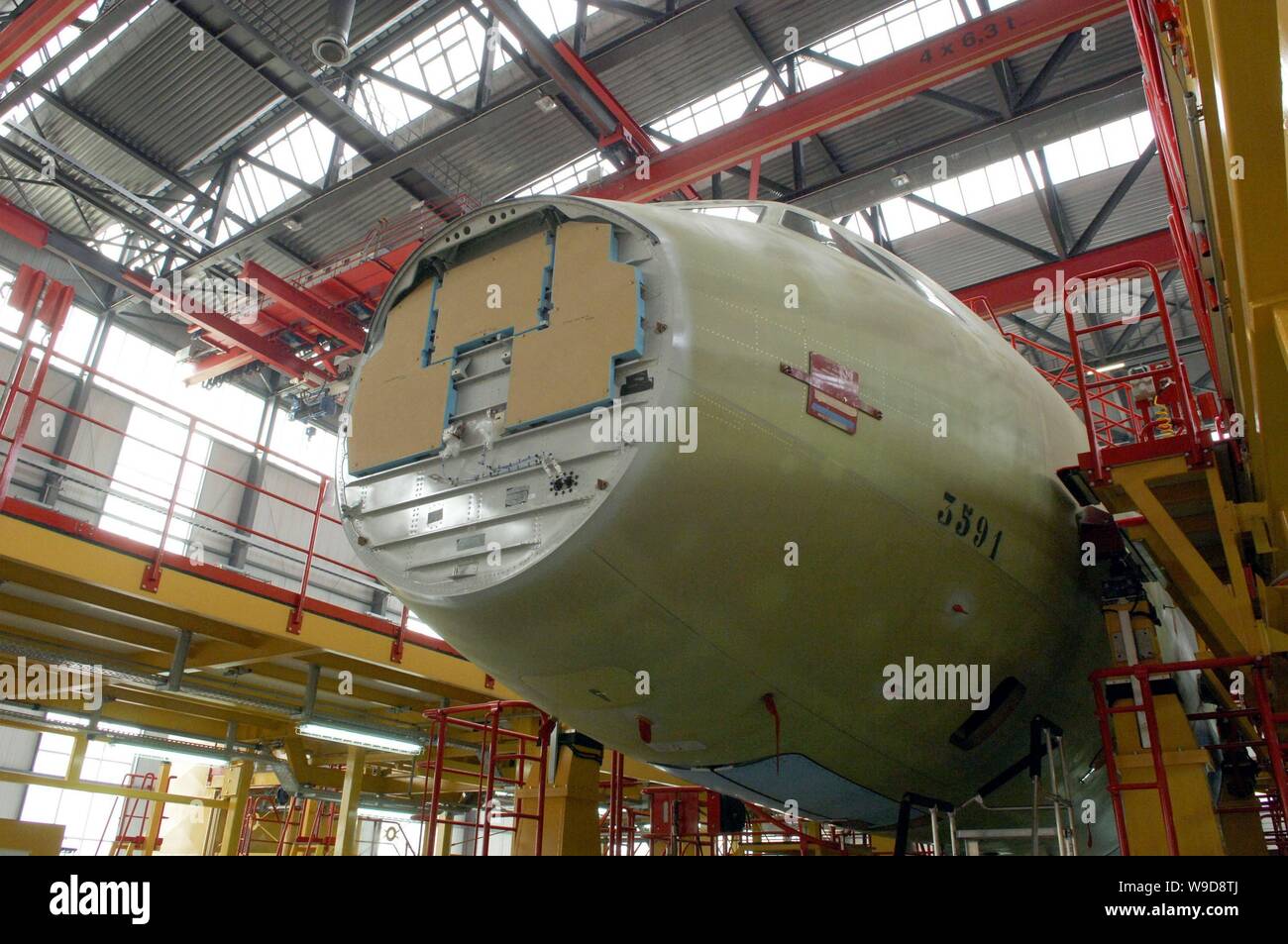 View of the shell of an Airbus A320 plane in the assembly plant of ...