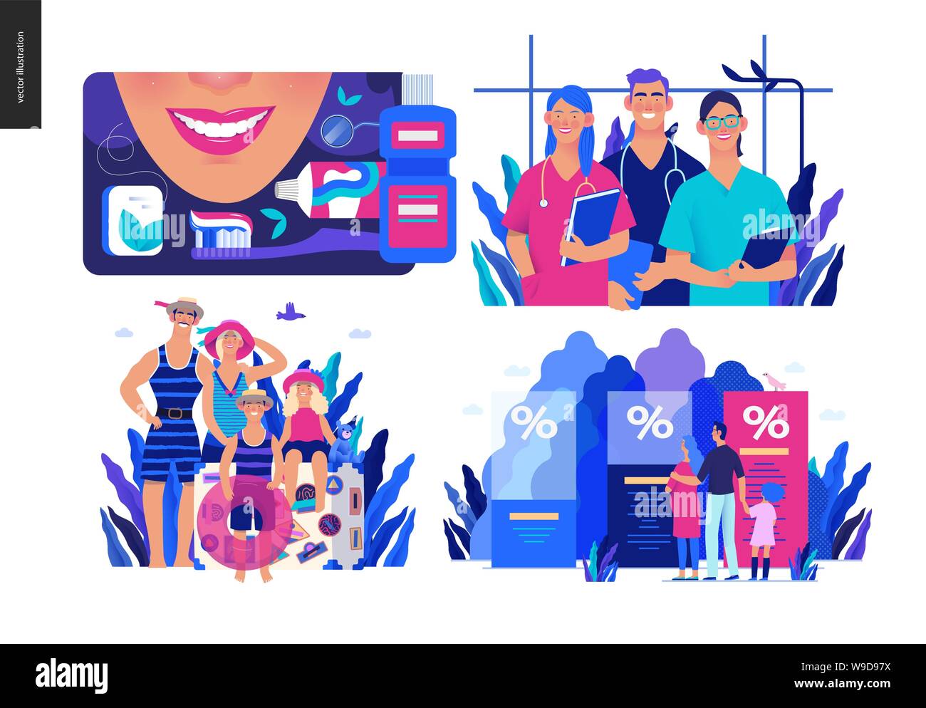 Health Insurance Plans >> Set Of Medical Insurance Illustrations Dental Care Health Insurance Plans >> Set Of Medical Insurance Illustrations Dental Care