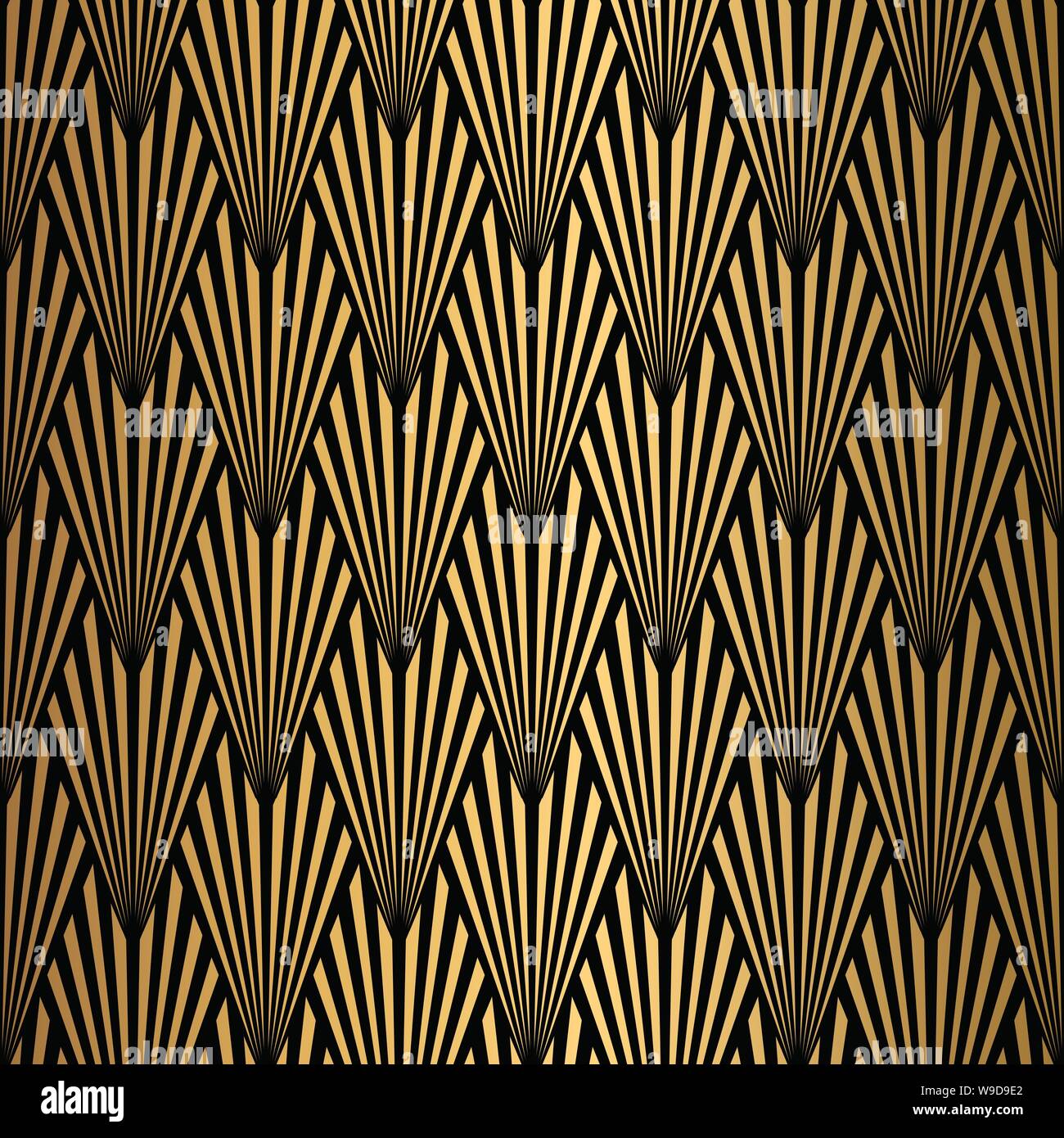 Art Deco Pattern. Seamless black and gold background Stock Vector Image ...