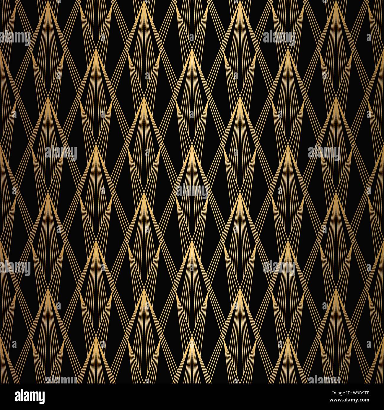 Art Deco Pattern. Seamless black and gold background Stock Vector Image ...