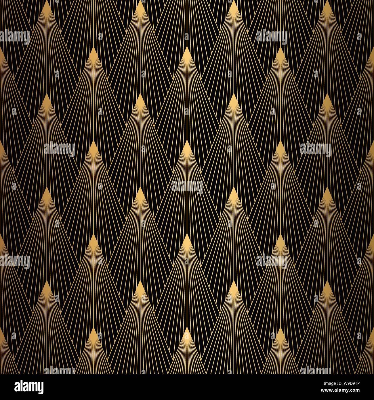 Art Deco Pattern. Seamless black and gold background Stock Vector Image ...