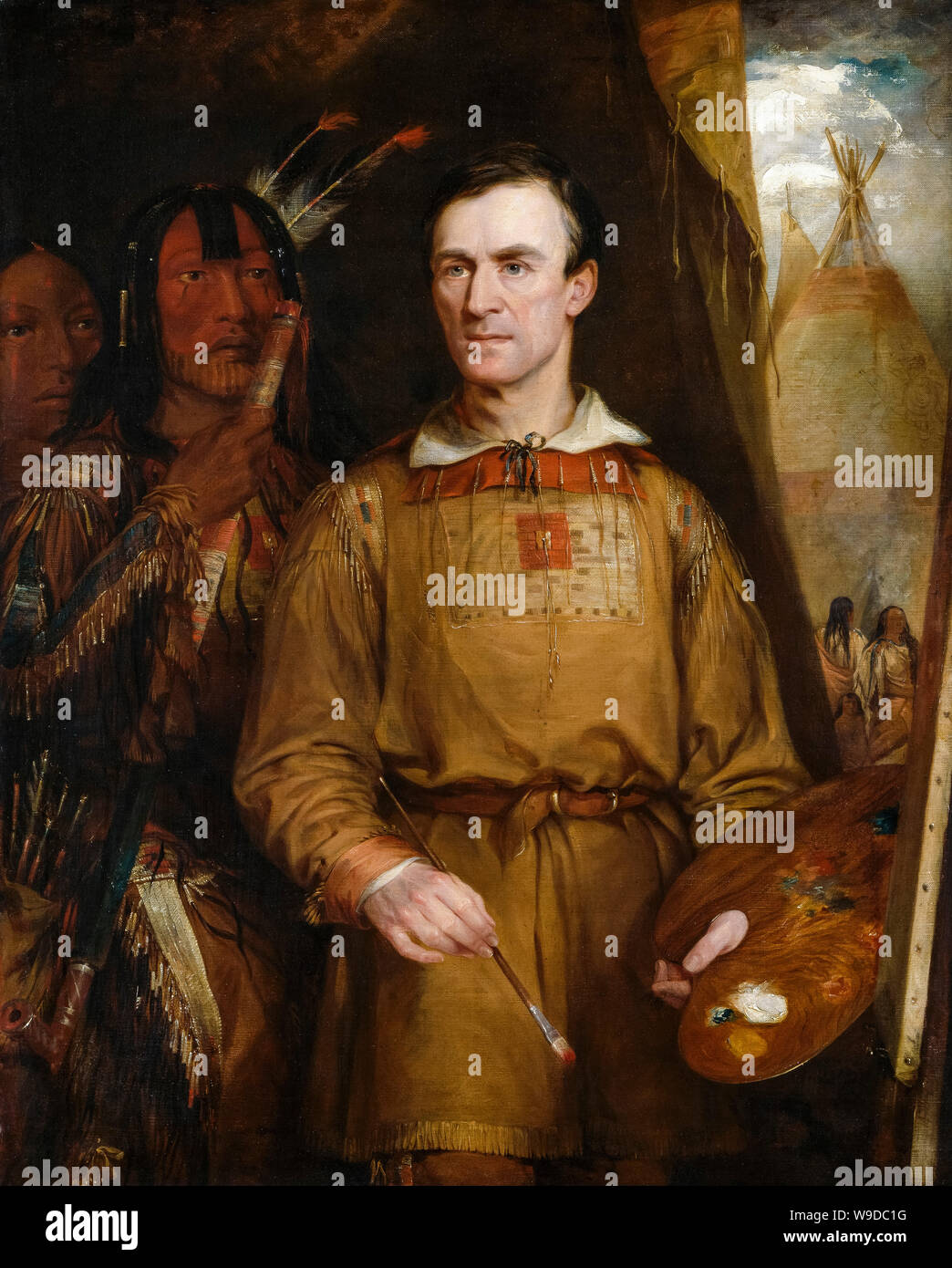 George Catlin, artist, 1796-1872, portrait painting by William Fisk, 1849 Stock Photo