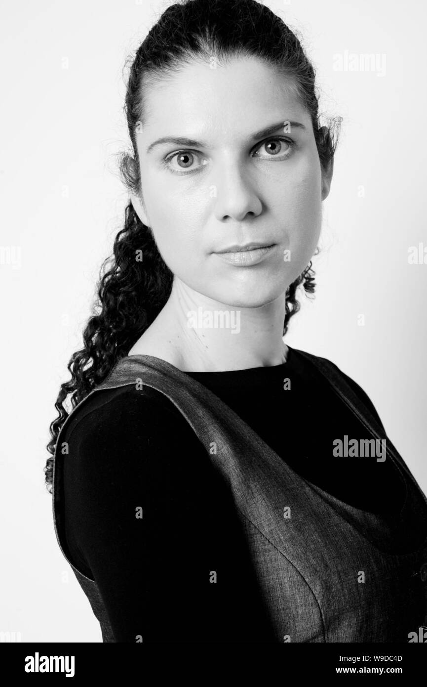 Female model with blue eyes Black and White Stock Photos & Images - Alamy