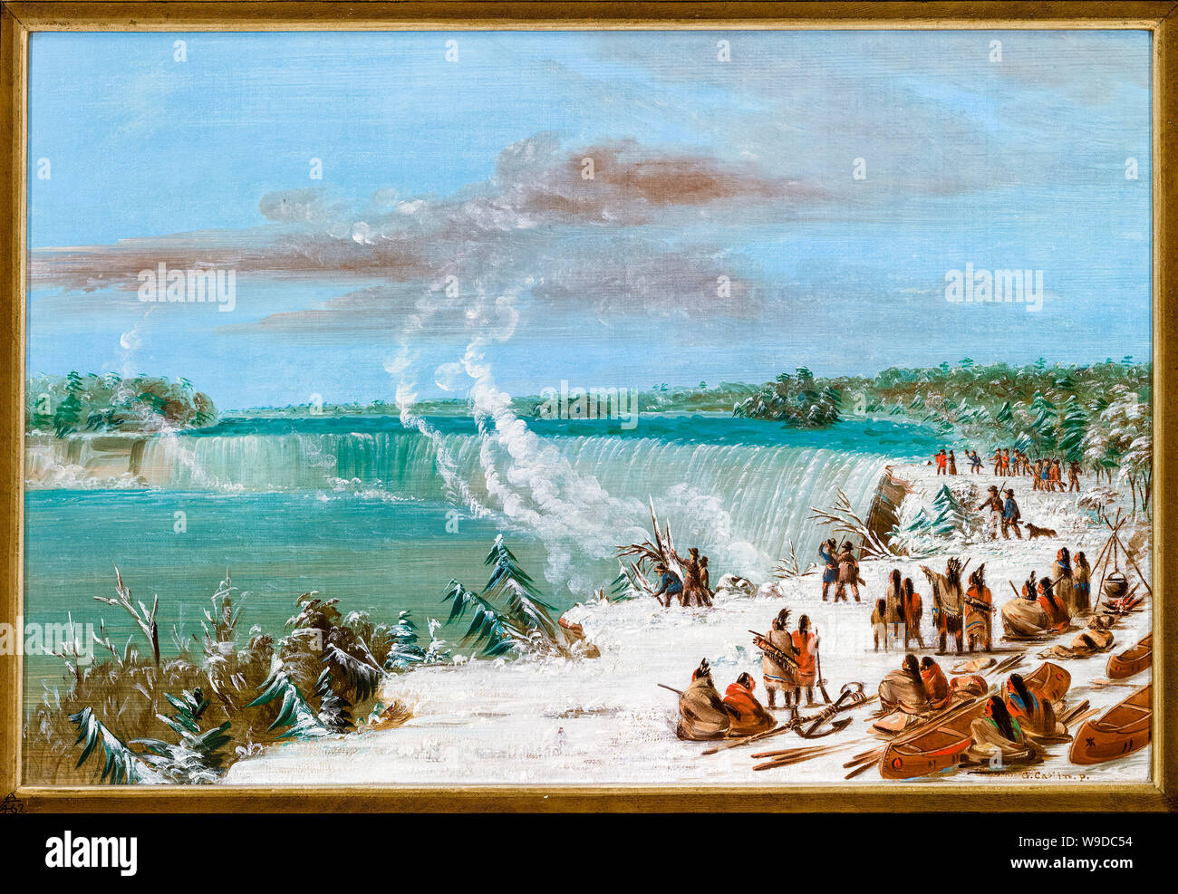 George Catlin, Portage Around the Falls of Niagara at Table Rock, painting, 1847-1848 Stock Photo