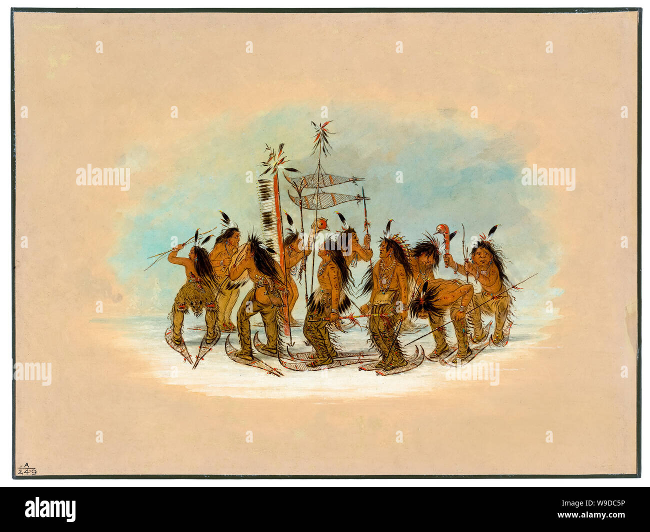 George Catlin, Snow Shoe Dance, Ojibbeway, painting, 1861-1869 Stock Photo