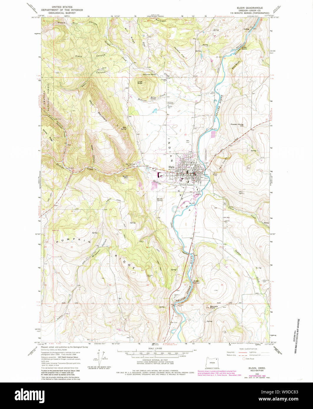 USGS Topo Map Oregon Elgin 279777 1964 24000 Restoration Stock Photo