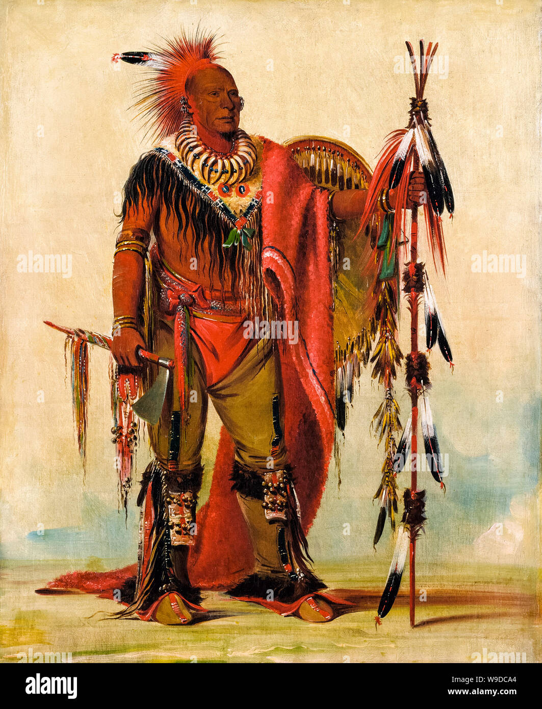 George Catlin, Kee-o-kúk, The Watchful Fox, Chief of the Tribe, portrait painting, 1835 Stock Photo