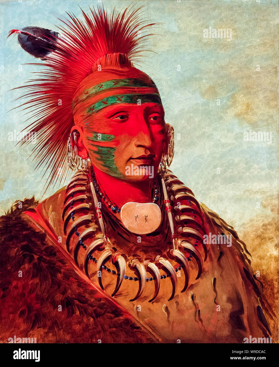 George Catlin, No-ho-mun-ya, One Who Gives No Attention, portrait painting, 1844 Stock Photo