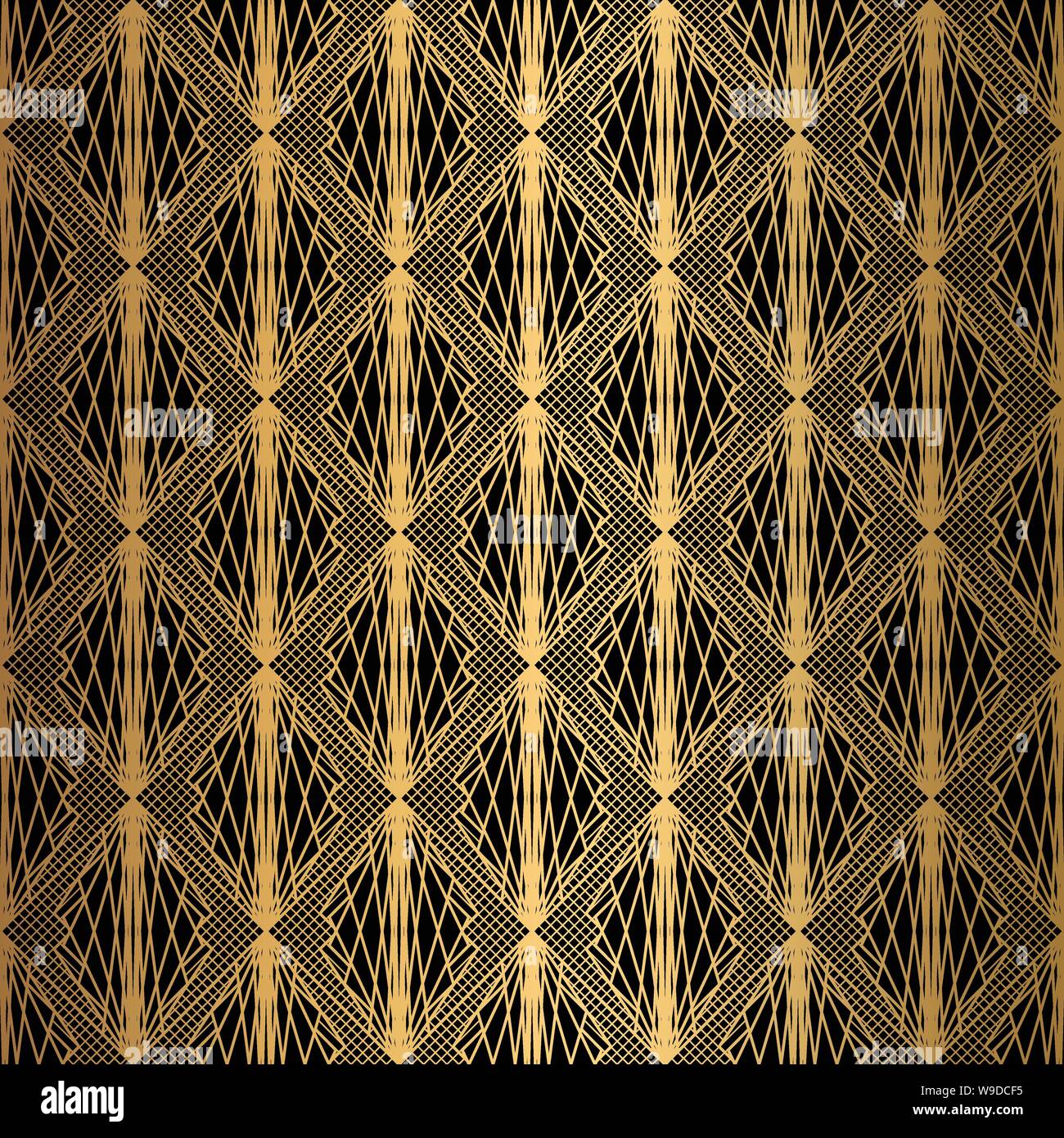 Art Deco Pattern. Seamless black and gold background Stock Vector Image ...