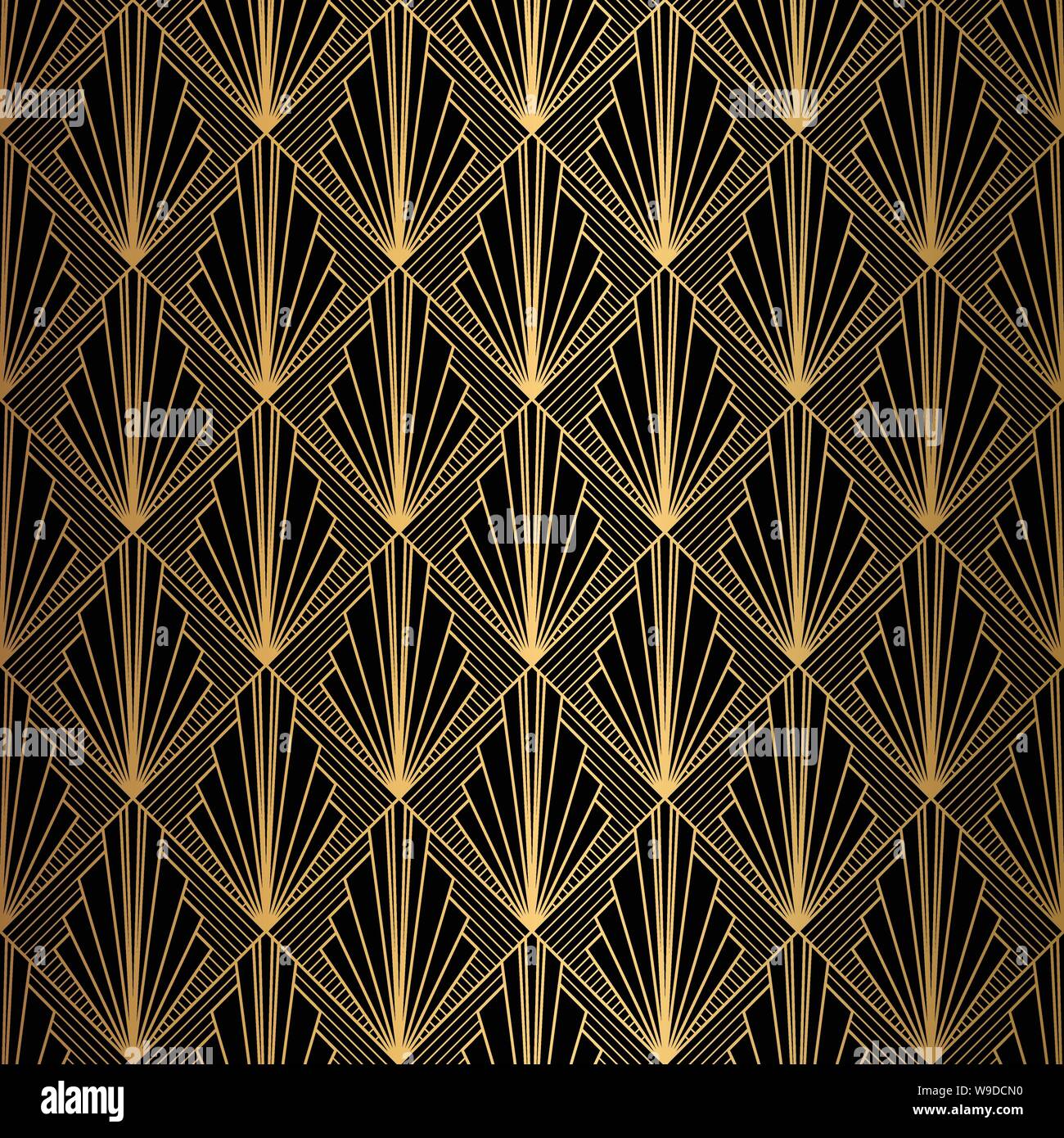 Art Deco Pattern. Seamless black and gold background Stock Vector Image ...