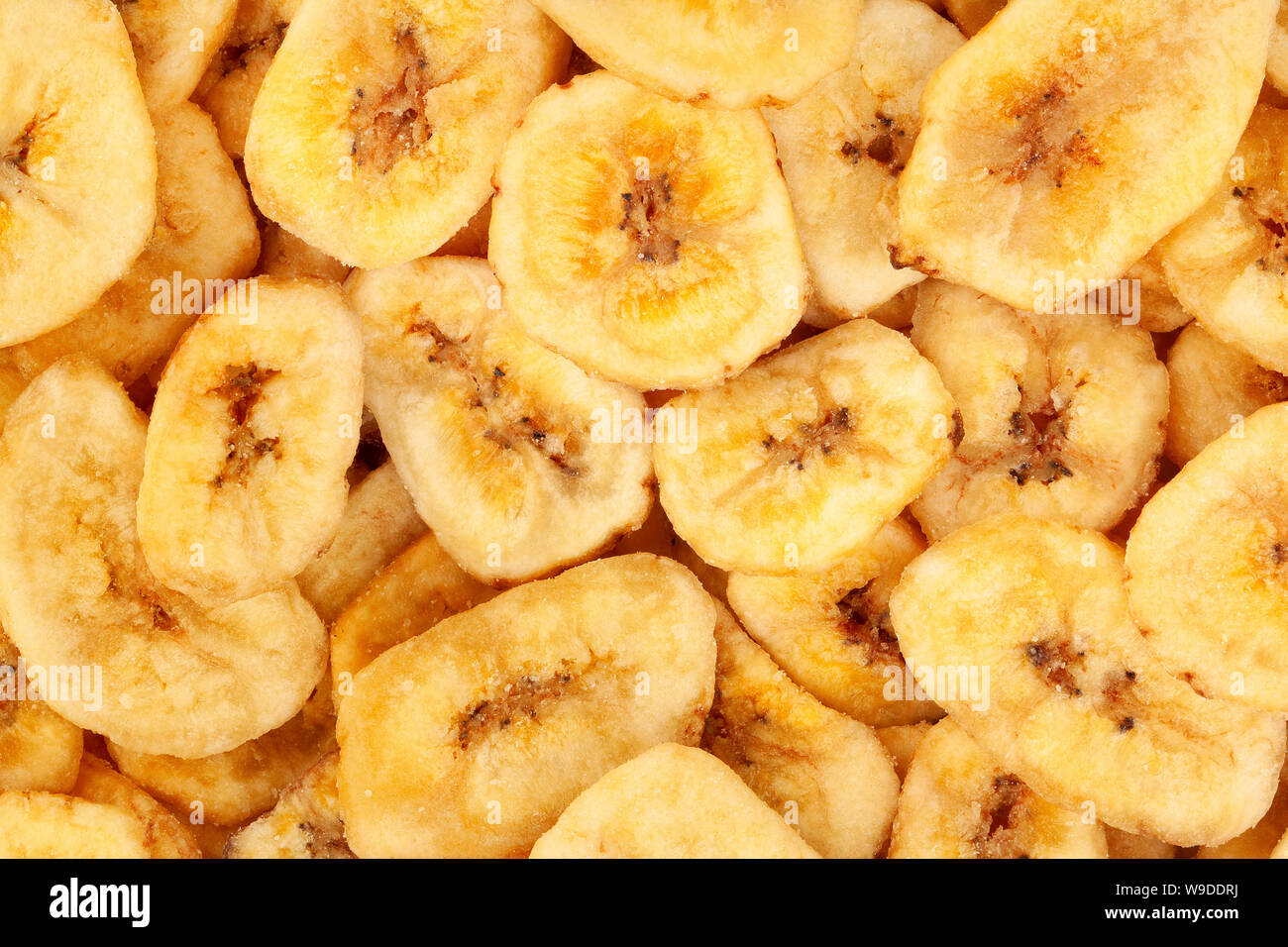 banana chips texture closeup background Stock Photo