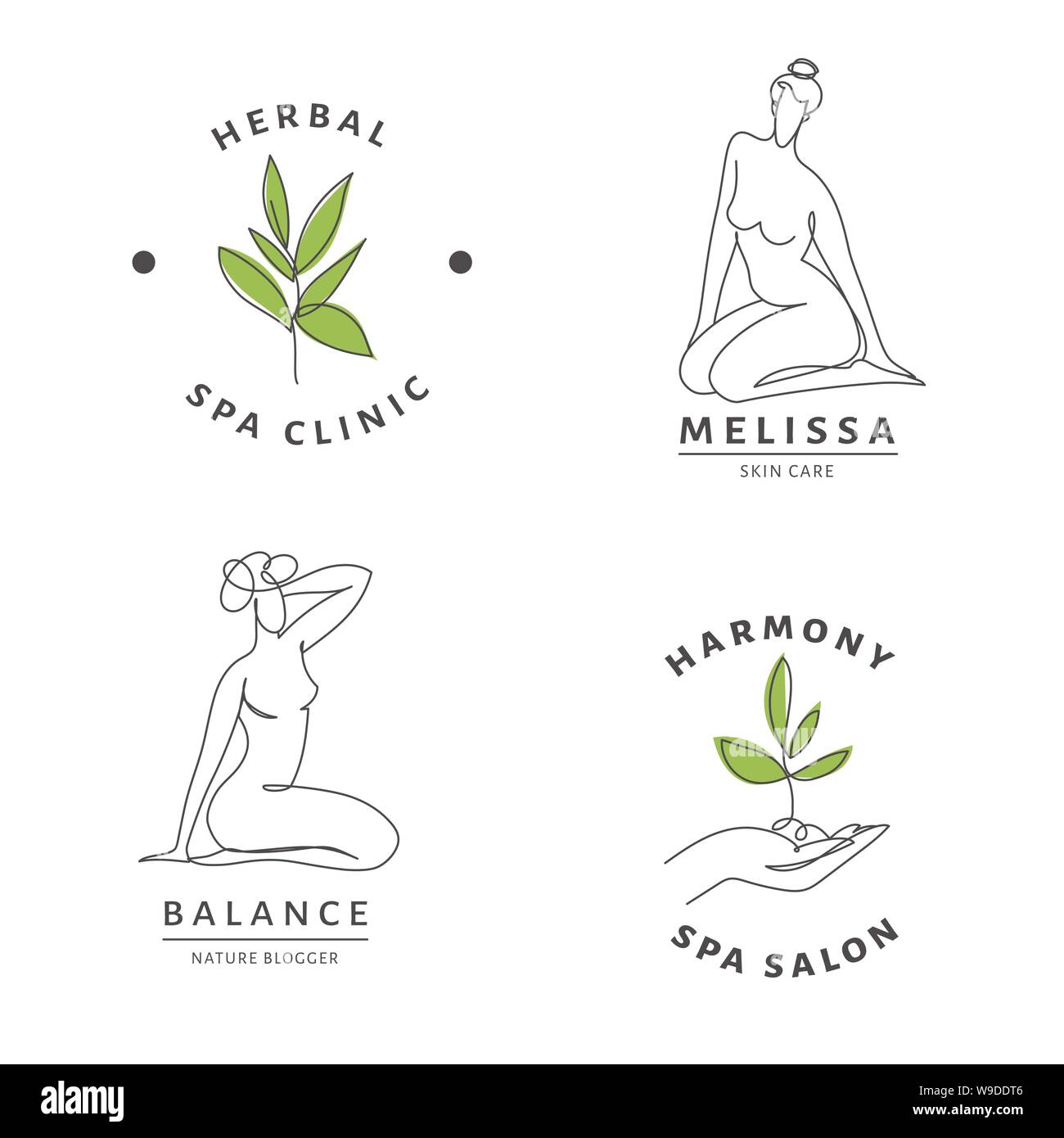 Download Spa Salon Logo Templates With Woman Body And Nature Line Art Stock Vector Image Art Alamy