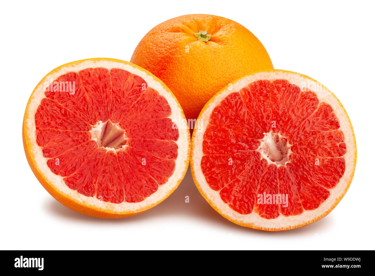 sliced grapefruit path isolated on white Stock Photo