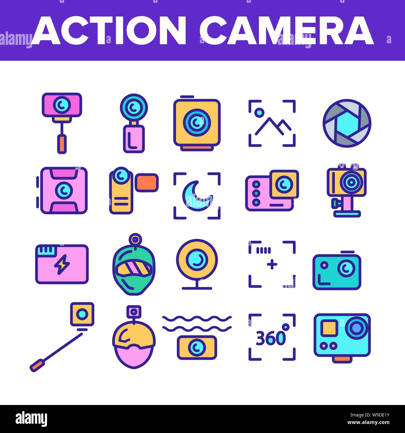 Color Action Camera Sign Icons Set Vector Stock Vector Image & Art - Alamy