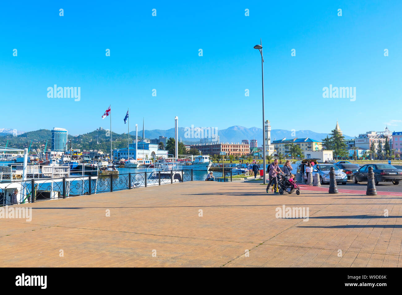 Batumi, Georgia - April 30, 2017: City panoramic landscape with port ...